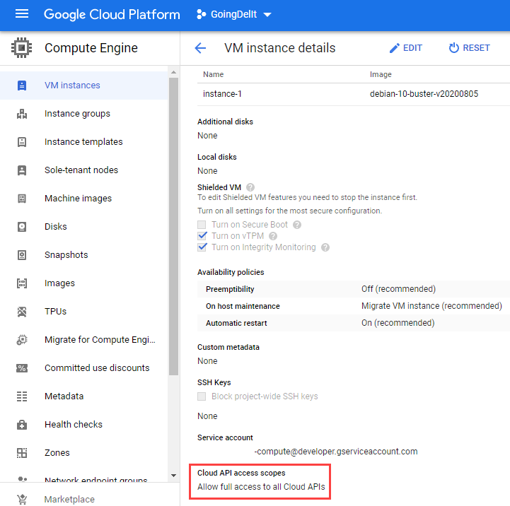 Google ADC with short-lived credential