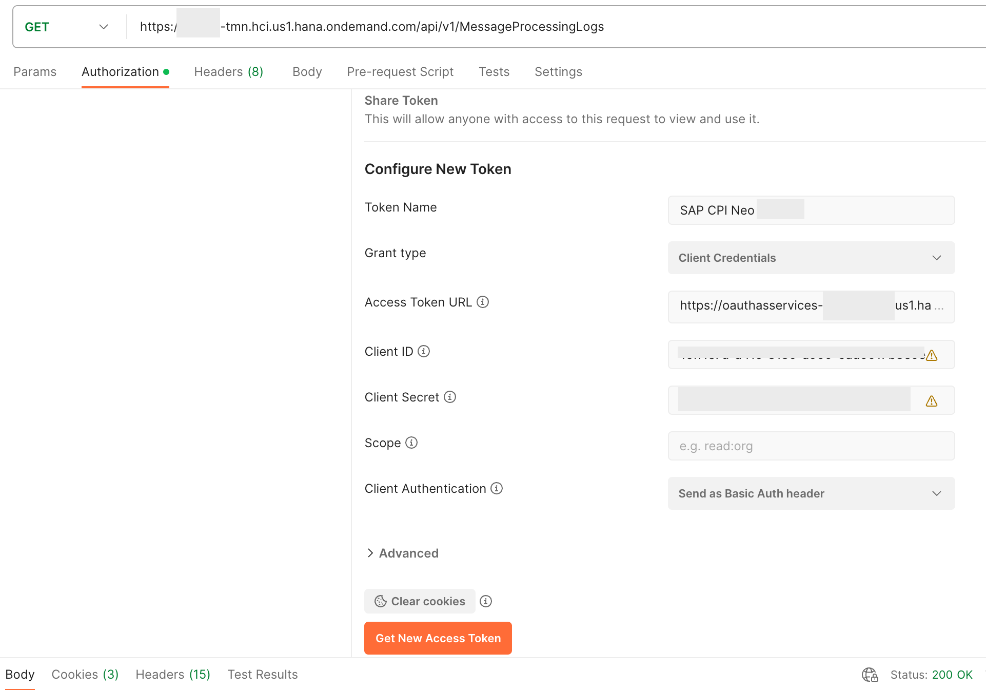 Authorize API client to access Cloud Integration API